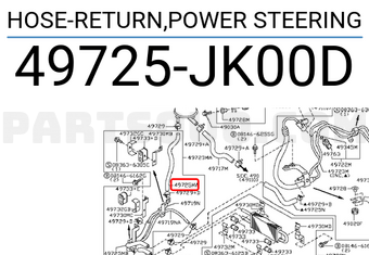 Nissan 49725JK00D HOSE-RETURN,POWER STEERING