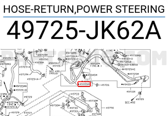 Nissan 49725JK62A HOSE-RETURN,POWER STEERING