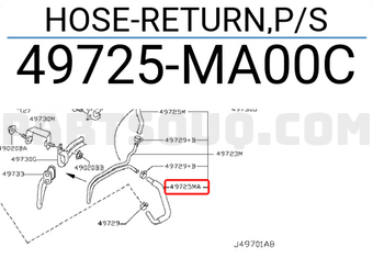 Nissan 49725MA00C HOSE-RETURN,P/S