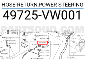 Nissan 49725VW001 HOSE-RETURN,POWER STEERING