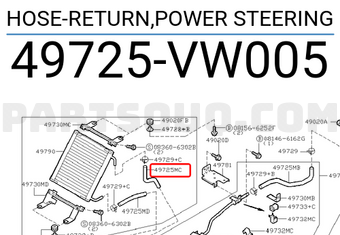 Nissan 49725VW005 HOSE-RETURN,POWER STEERING