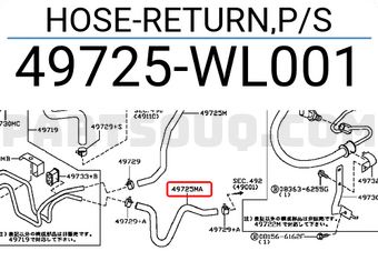 Nissan 49725WL001 HOSE-RETURN,P/S