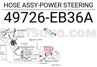 Nissan 49726EB36A HOSE ASSY-POWER STEERING
