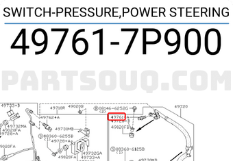 Nissan 497617P900 SWITCH-PRESSURE,POWER STEERING