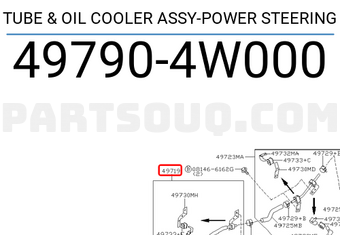 Nissan 497904W000 TUBE & OIL COOLER ASSY-POWER STEERING