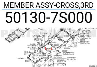 Nissan 501307S000 MEMBER ASSY-CROSS,3RD