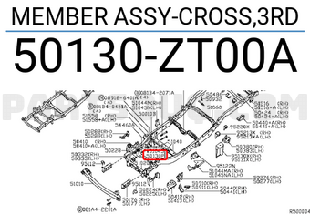 Nissan 50130ZT00A MEMBER ASSY-CROSS,3RD