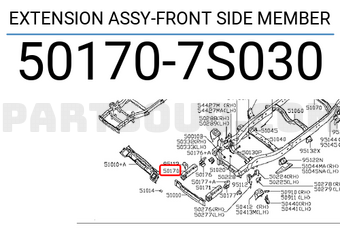 Nissan 501707S030 EXTENSION ASSY-FRONT SIDE MEMBER