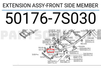 Nissan 501767S030 EXTENSION ASSY-FRONT SIDE MEMBER