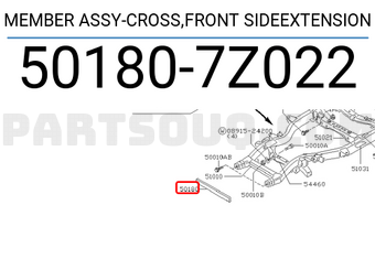 Nissan 501807Z022 MEMBER ASSY-CROSS,FRONT SIDEEXTENSION