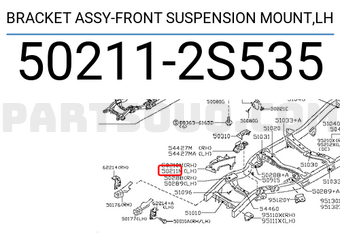 Nissan 502112S535 BRACKET ASSY-FRONT SUSPENSION MOUNT,LH