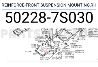Nissan 502287S030 REINFORCE-FRONT SUSPENSION MOUNTING,RH