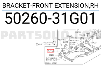 Nissan 5026031G01 BRACKET-FRONT EXTENSION,RH