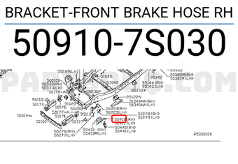 Nissan 509107S030 BRACKET-FRONT BRAKE HOSE RH