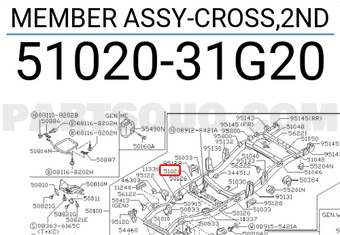 Nissan 5102031G20 MEMBER ASSY-CROSS,2ND