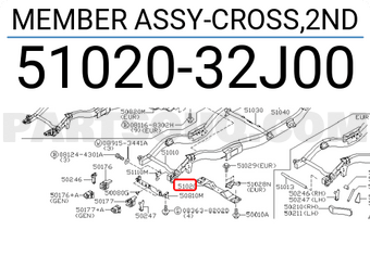 Nissan 5102032J00 MEMBER ASSY-CROSS,2ND