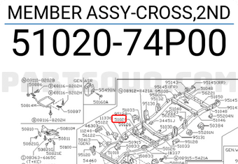 Nissan 5102074P00 MEMBER ASSY-CROSS,2ND