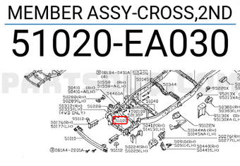 Nissan 51020EA030 MEMBER ASSY-CROSS,2ND