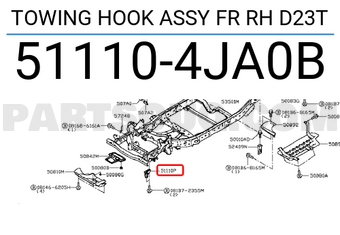 Nissan 511104JA0B TOWING HOOK ASSY FR RH D23T