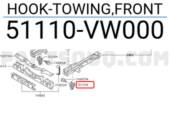 Nissan 51110VW000 HOOK-TOWING,FRONT