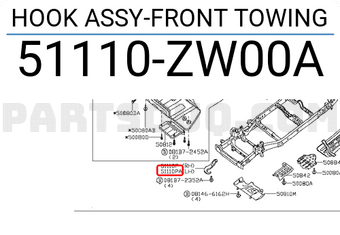 Nissan 51110ZW00A HOOK ASSY-FRONT TOWING