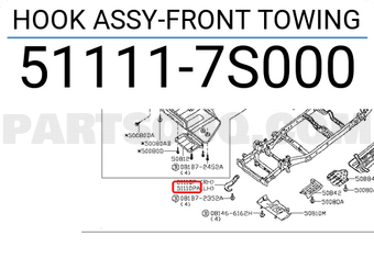 Nissan 511117S000 HOOK ASSY-FRONT TOWING