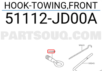 Nissan 51112JD00A HOOK-TOWING,FRONT