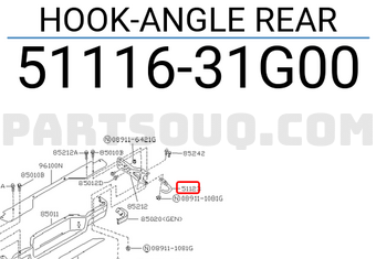 Nissan 5111631G00 HOOK-ANGLE REAR