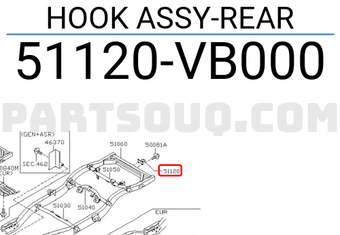 Nissan 51120VB000 HOOK ASSY-REAR