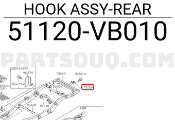 Nissan 51120VB010 HOOK ASSY-REAR