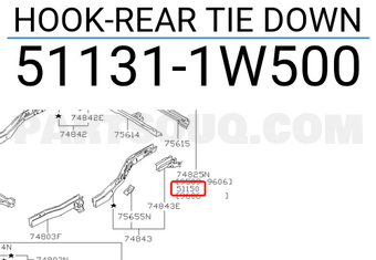 Nissan 511311W500 HOOK-REAR TIE DOWN