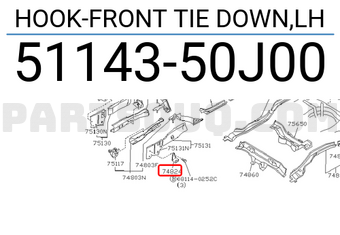 Nissan 5114350J00 HOOK-FRONT TIE DOWN,LH