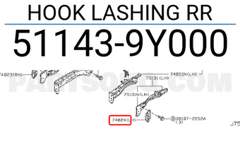 Nissan 511439Y000 HOOK LASHING RR