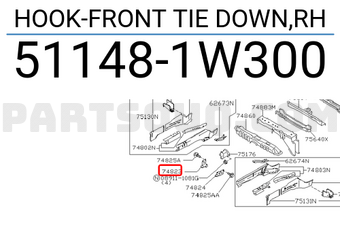 Nissan 511481W300 HOOK-FRONT TIE DOWN,RH