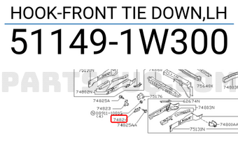 Nissan 511491W300 HOOK-FRONT TIE DOWN,LH