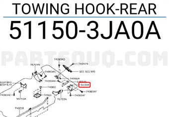 Nissan 511503JA0A TOWING HOOK-REAR