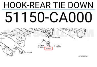 Nissan 51150CA000 HOOK-REAR TIE DOWN