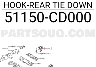 Nissan 51150CD000 HOOK-REAR TIE DOWN
