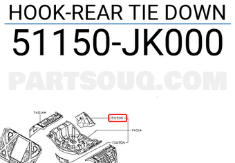 Nissan 51150JK000 HOOK-REAR TIE DOWN