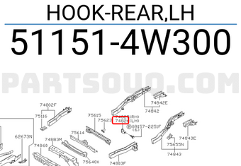 Nissan 511514W300 HOOK-REAR,LH