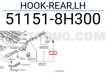 Nissan 511518H300 HOOK-REAR,LH