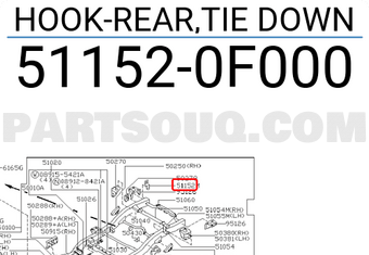 Nissan 511520F000 HOOK-REAR,TIE DOWN