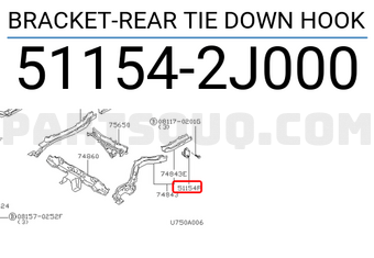Nissan 511542J000 BRACKET-REAR TIE DOWN HOOK