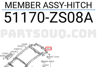 Nissan 51170ZS08A MEMBER ASSY-HITCH