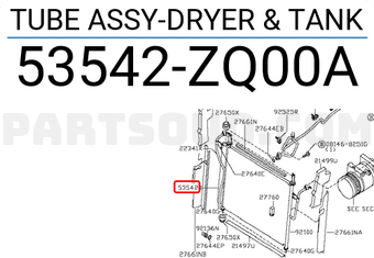Nissan 53542ZQ00A TUBE ASSY-DRYER & TANK