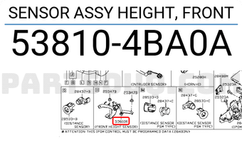 Nissan 538104BA0A SENSOR ASSY HEIGHT, FRONT