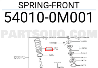 Nissan 540100M001 SPRING-FRONT