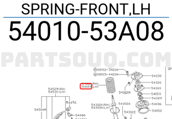 Nissan 5401053A08 SPRING-FRONT,LH