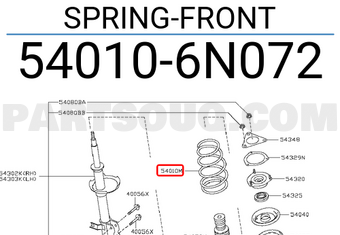 Nissan 540106N072 SPRING-FRONT
