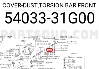 Nissan 5403331G00 COVER-DUST,TORSION BAR FRONT